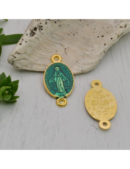 Ciondolo connettore medaglia madonnina ottone oro 13x25 mm 1pz colori vari Gioie d'Oriente