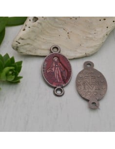 Ciondolo connettore medaglia madonnina ottone canna di fucile 13x25 mm 1pz colori vari Gioie d'Oriente 2