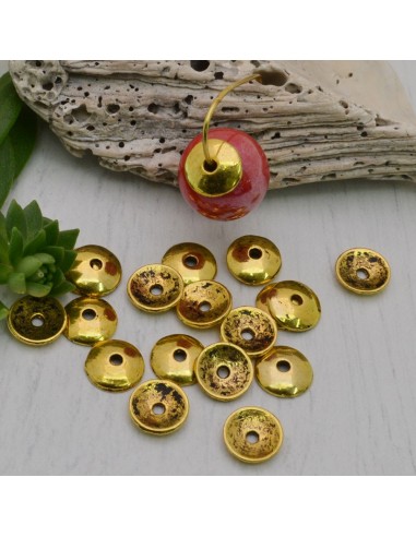 Copri perline lisci in metallo oro antico 6mm 40pz 8mm 22pz Gioie d'Oriente