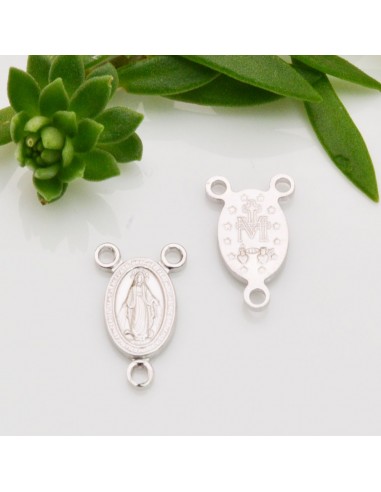 Ciondolo Madonna Crociera per Rosario 3 fori 16 x 10 mm in argento 925% Made in Italy