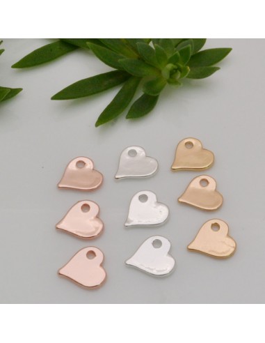 ciondolo cuore piccolo pendente cuore liscio con foro 9 mm  2 pz per fai da te