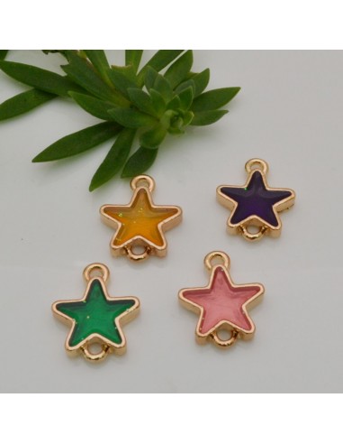Ciondoli connettori stella smaltata metallo oro 14x18 mm 2pz colori vari Gioie d'Oriente
