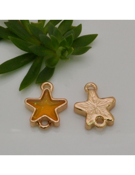 Ciondoli connettori stella smaltata metallo oro 14x18 mm 2pz colore giallo Gioie d'Oriente