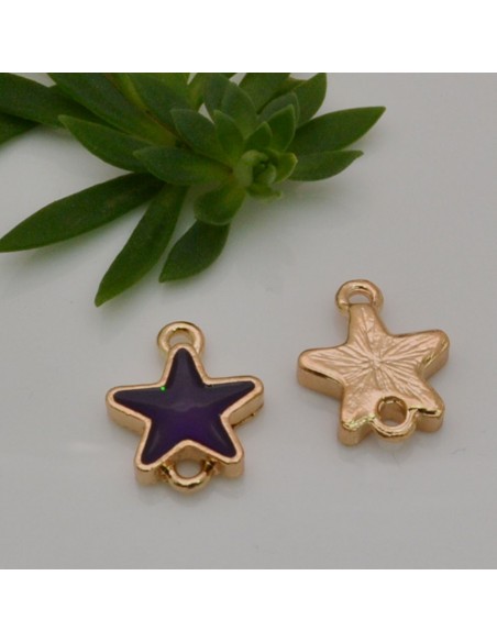 Ciondoli connettori stella smaltata metallo oro 14x18 mm 2pz colore viola Gioie d'Oriente