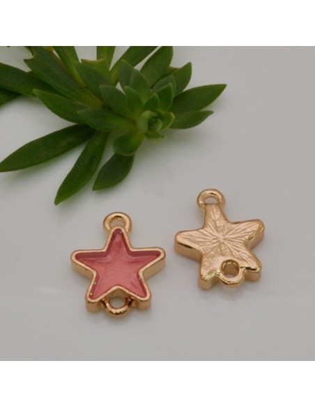 Ciondoli connettori stella smaltata metallo oro 14x18 mm 2pz colore pesca Gioie d'Oriente