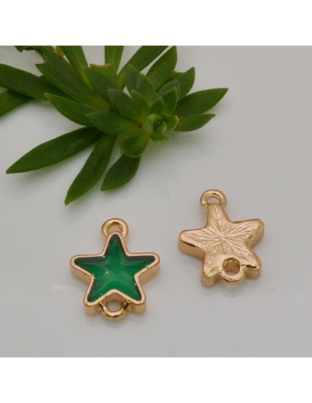 Ciondoli connettori stella smaltata metallo oro 14x18 mm 2pz colore verde Gioie d'Oriente