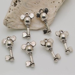 Ciondoli chiave testa Topolino in metallo 11 x 18 mm 6pz Gioie d'Oriente