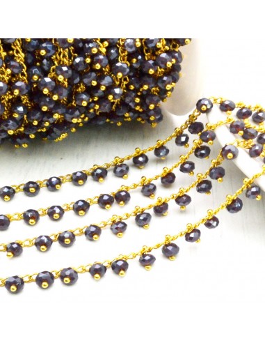 Catena Rosario con cristalli 4mm viola scuro 50cm | Bigiotteria fai da te di Gioie d'Oriente