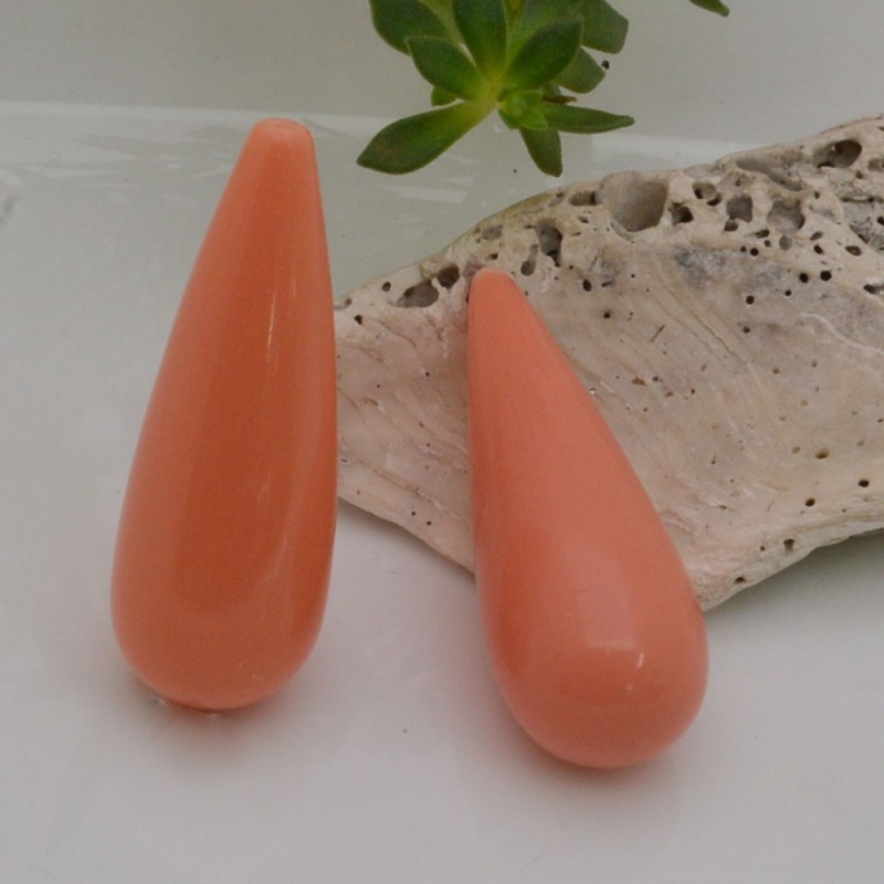 gocce mezzo foro pasta di corallo liscio 14 x 40 mm idea per orecchini