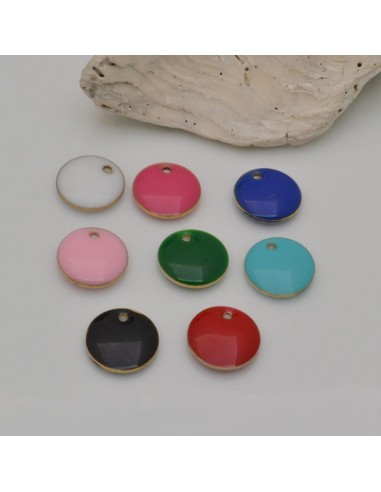 2 pz ciondolo medaglia in ottone smaltato sopra e sotto 10 mm per fai da te