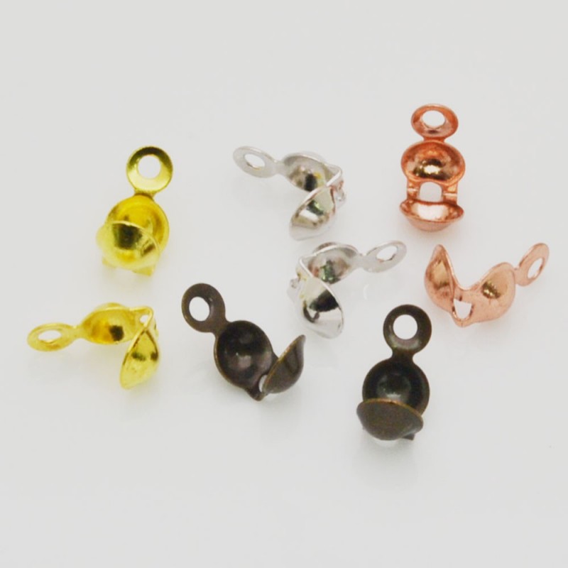 35 pz Terminale coprinodo coprifilo con ANELLINI  in ottone aperti 4 x 12 mm per fai da te