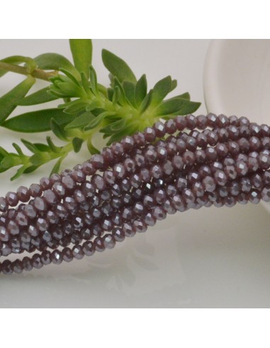 Filo di Mezzi Cristalli Lilla Scuro Rondelle 2x3mm Sfaccettati Briolette 200pz GDO | Gioie d'Oriente