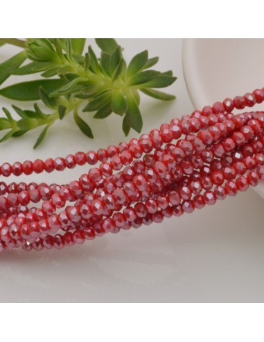 Filo di Mezzi Cristalli Rosso AB Rondelle 2x3mm Sfaccettati Briolette 200pz GDO | Gioie d'Oriente