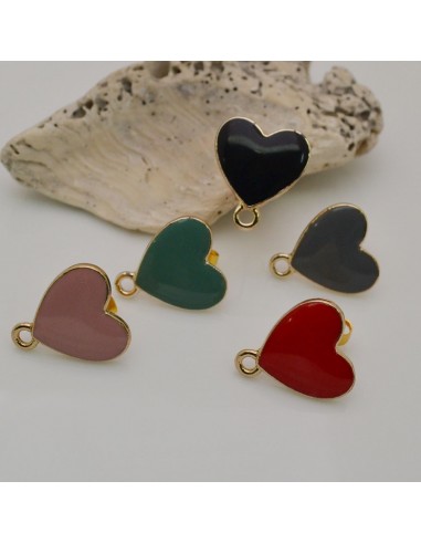 Base orecchini a forma di cuore smaltato con perno 15.5x17.5mm 1 paio|GDO