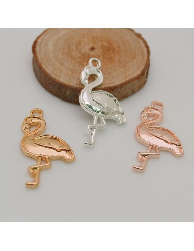 2 pz ciondoli Fenicottero placcato argento oro ed oro rosa 17 x 29 mm  fai da te