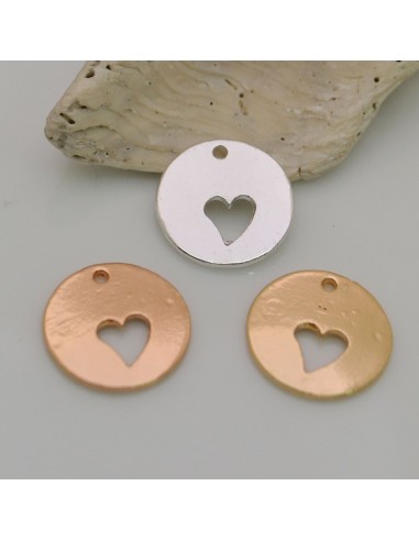 2 pz ciondoli medaglia forma cuore vuoto placcato argento oro ed oro rosa 16.5 mm  fai da te