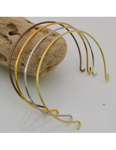 base bracciale rigido in ottone filo 1.2 mm diametro 65 mm con due occhiolini i lati per fai da te