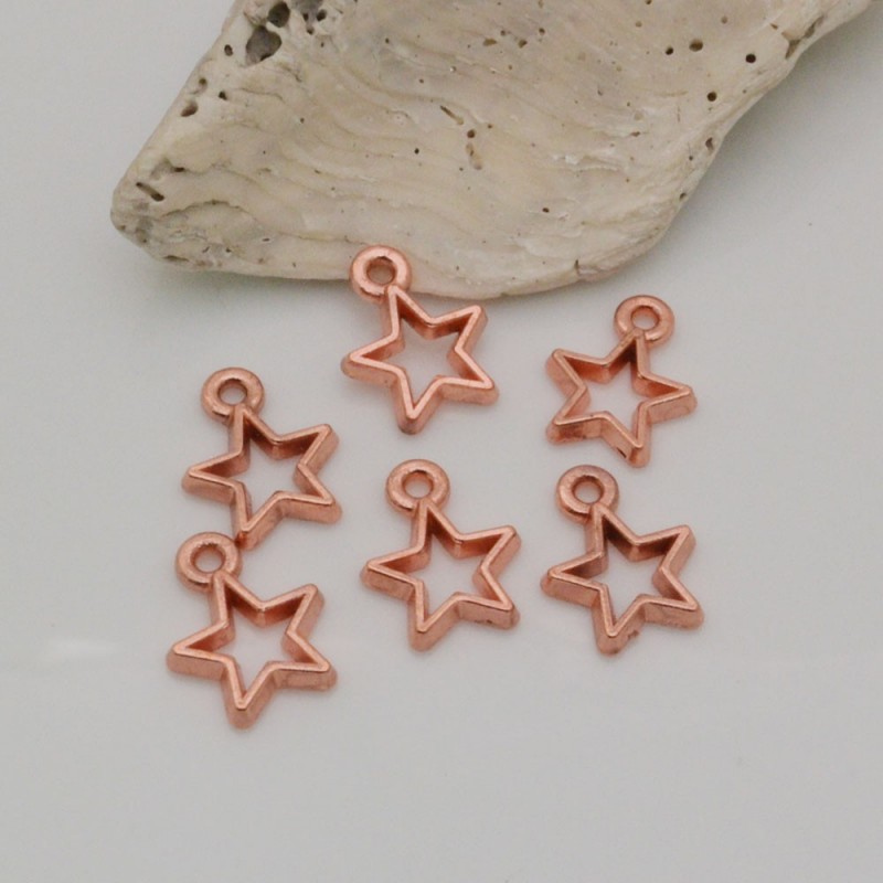 ciondoli a forma stelle in metallo col oro rosa mezzo vuota 11 x 14 mm