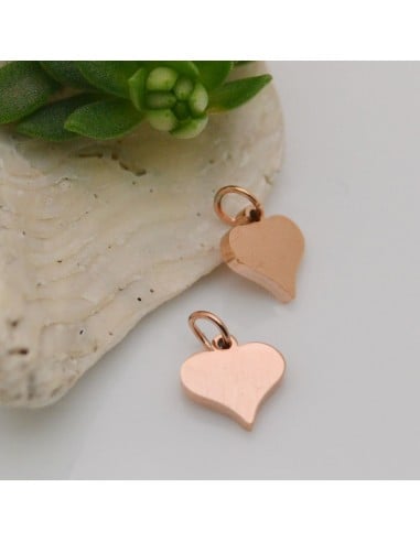 Ciondolo cuore in acciaio inossidabile oro rosa 8 mm 1pz Gioie d'Oriente