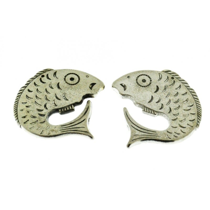 Ciondolo pesce in Argentone argento 33x38 mm 1pz Gioie d'Oriente