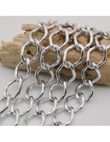 CATENA alluminio forma groumette maglia rombo col  Argento 17 x 22 mm 1mt