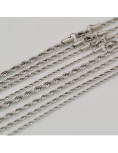 Base per collana catena attorcigliata acciaio inox lungo 55cm varia spessore 2
