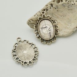 Base cabochon ovale in metallo zamak argento 12x17mm interno 21x29mm esterno 3pz Gioie d'Oriente 2