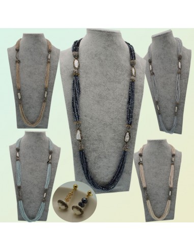 collana donne multifilo con perle di fiume marcasite cristalli swarovski ottima idea regalo!!!