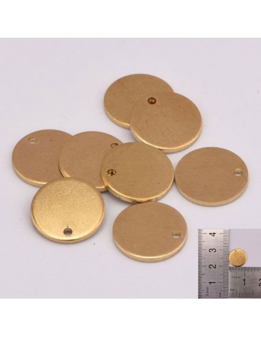 Ciondolo medaglia tonda in ottone naturale da incidere 12mm 4pz | GDO