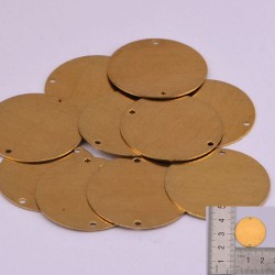 Ciondoli rotondi in ottone oro da incidere 22 mm 2 fori 3pz Gioie d'Oriente