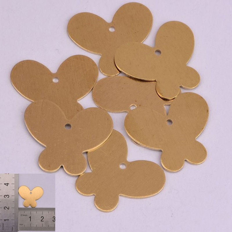 2 pz ciondoli forma farfalla da incidere in ottone con foro 21 x 18 mm per le tue creazioni
