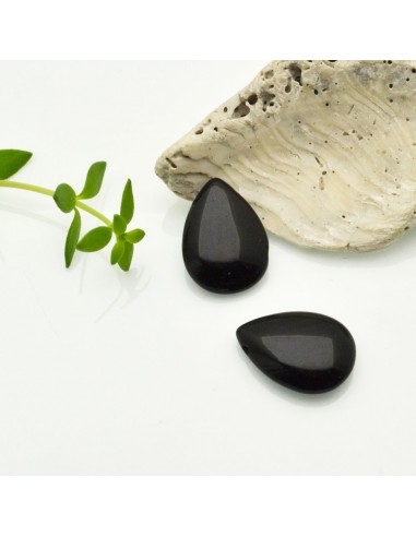 Goccia piatta occhio di gatto nero 12 x 18 mm 1pz Gioie d'Oriente