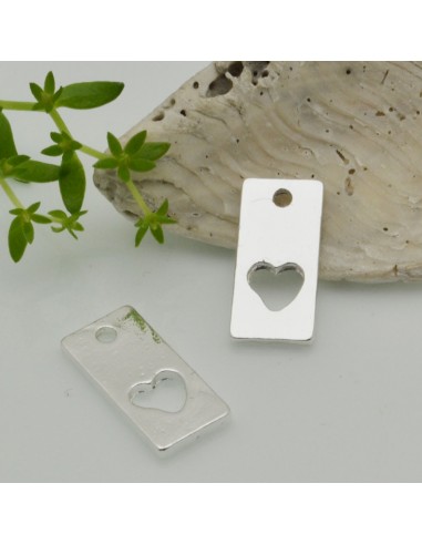 Ciondolo rettangolare cuore vuoto in ottone 18 x 8 mm 1pz Gioie d'Oriente