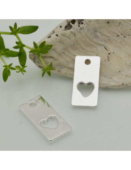 Ciondolo rettangolare cuore vuoto in ottone 18 x 8 mm 1pz Gioie d'Oriente