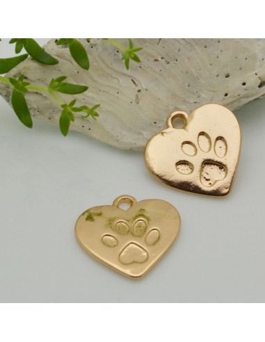 Ciondolo cuore impronta zampa in ottone 18.5 x 19.5 mm 2pz Gioie d'Oriente