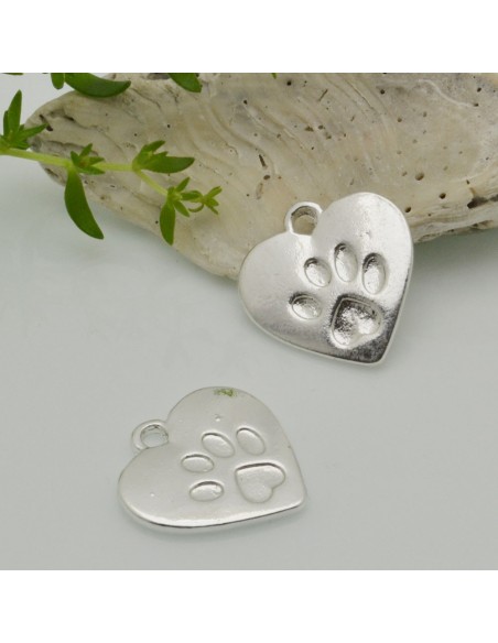 Ciondolo cuore impronta zampa in ottone 18.5 x 19.5 mm 2pz Gioie d'Oriente
