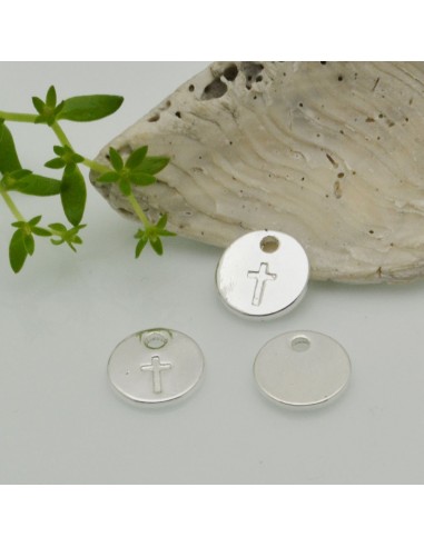 Ciondoli medaglia croce in ottone placato 10 mm 2pz Gioie d'Oriente