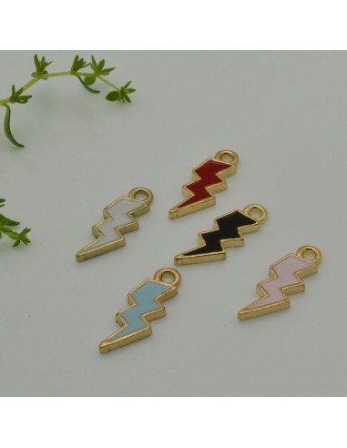 2 pz ciondolo fulmine smaltato 7.4 x 20 mm idea orecchini bracciale e collana per fai da te