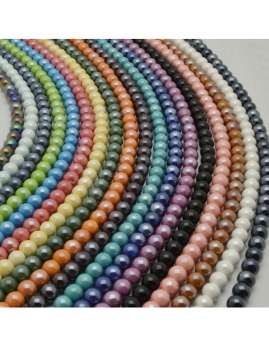 Filo di perle rotonde in ceramica smaltata 8 mm 47pz Gioie d'Oriente
