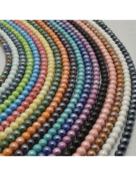 Filo di perle rotonde in ceramica smaltata 8 mm 47pz Gioie d'Oriente