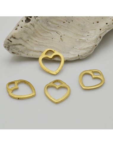 Ciondoli cuore vuoto in ottone oro 10x12 mm 4pz Gioie d'Oriente