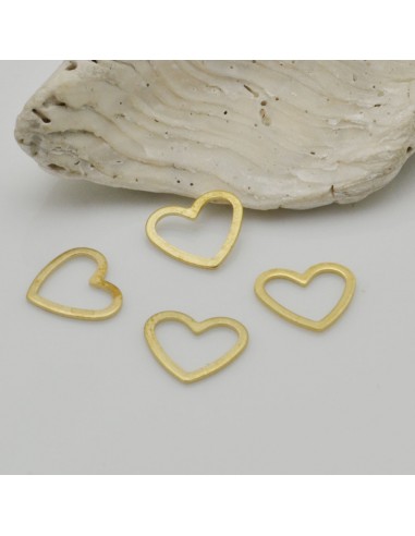 4 pz ciondoli forma cuore vuoto colore oro 9 mm in ottone fai da te