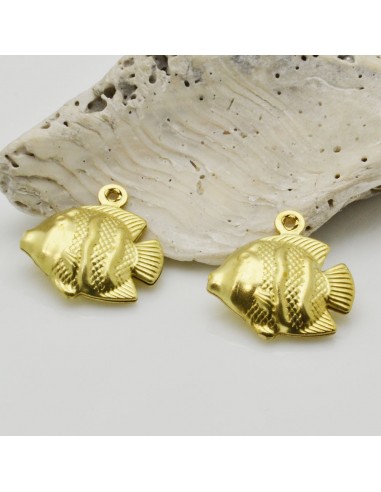 2 pz ciondoli forma pesce colore oro 17 mm in ottone fai da te