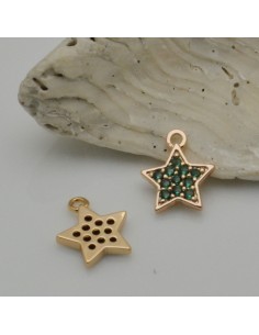 Ciondolo stella in rame dorato con zirconi 8x10 mm 1pz Gioie d'Oriente 2