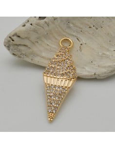 Ciondolo cono gelato in ottone con zirconi 11x33 mm 1pz Gioie d'Oriente 2
