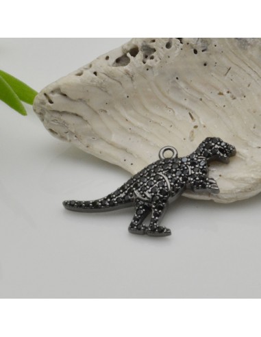 Ciondolo dinosauro in rame con zirconi 18x28 mm 1pz Gioie d'Oriente