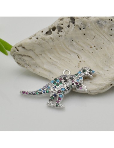 Ciondolo dinosauro in rame con zirconi 18x28 mm 1pz Gioie d'Oriente