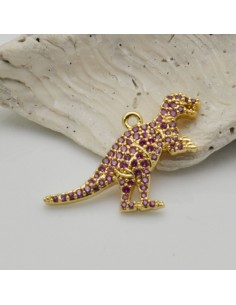 Ciondolo dinosauro in rame con zirconi 18x28 mm 1pz Gioie d'Oriente 2