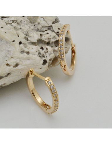 cerchio piccolo orecchino 15 mm con zirconi  col oro base orecchini per ciondoli