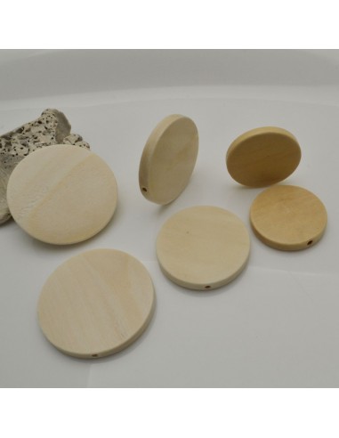4 PZ base in legno da decorare rotonda con foro passante per fai da te  tue creazioni